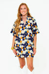 Buddy Love Lulu Short Sleeve Mini Caftan- Navy Blaze