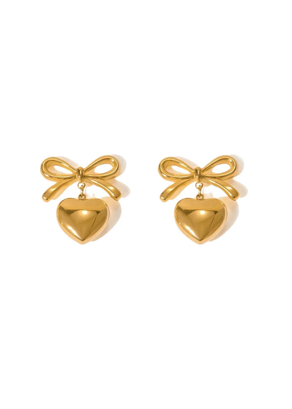 HJane Bow Heart Stud Earrings