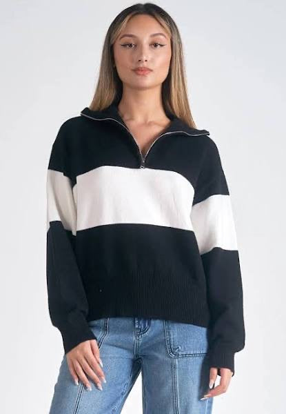 Elan Black and White Pullover Sweater