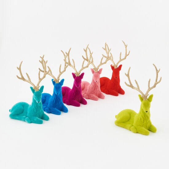 180 Degree Flocked Laying Reindeer