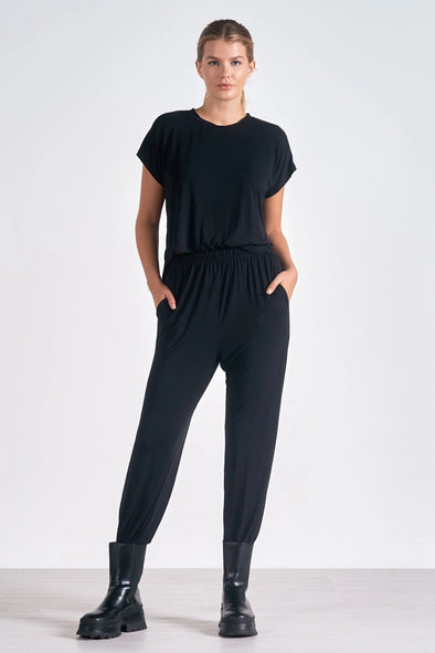 Elan Black Cut out Jumpsuit