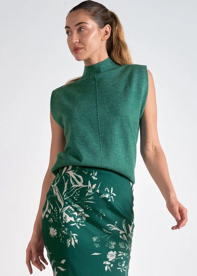 Elan Dark Green Sleeveless Sweater