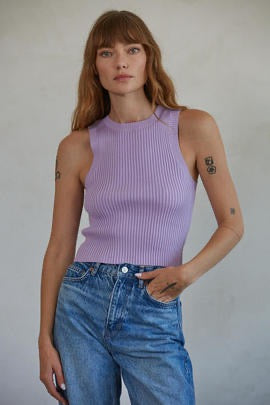 By Together Lavender Ribbed Tank Top