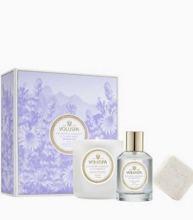 Voluspa Mountain Lavender & Chamomile "Retreat Ritual" Gift Set