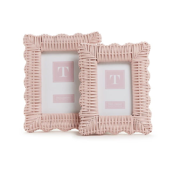 Two's Company 8"x10" Pink Wicker Photo Frame