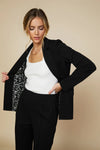 Skies are Blue Black Knit Sleeve Blazer