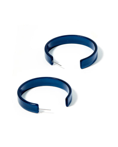 Linny Co Ashley Navy Medium Hoop Earrings