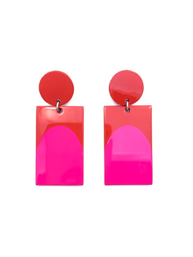 Accessory Jane Orange/Pink Arch Color Block Earrings