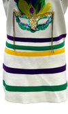 QOS White Striped Mardi Gras Mask Skirt