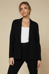 Skies are Blue Black Knit Sleeve Blazer