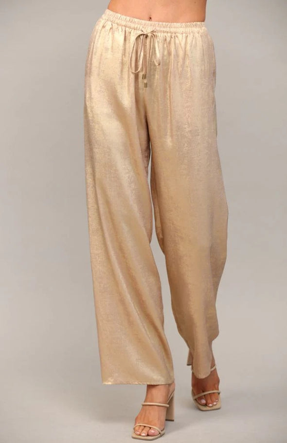 Fate by LFD Metallic Gold Wide Leg Pants