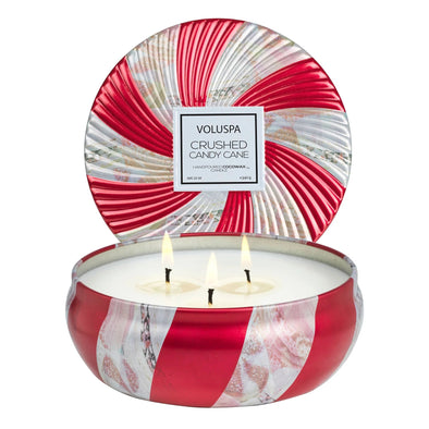 Voluspa Crushed Candy Cane 3 Wick Tin