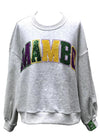 QOS Grey Mardi Gras Sequin Mambo Sweatshirt