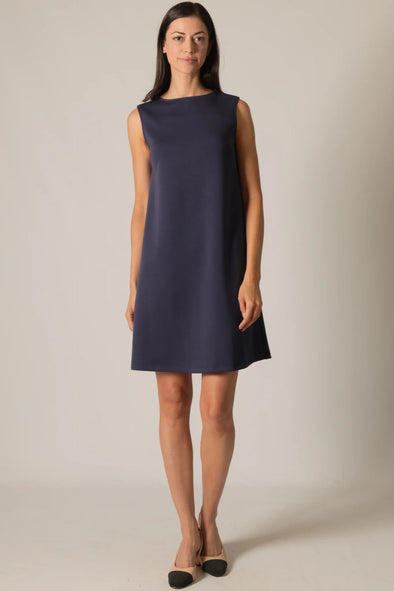 P. Cill Navy Sleeveless Round Neck Dress