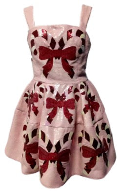 QOS Light Pink Candy Cane Cocktail Dress