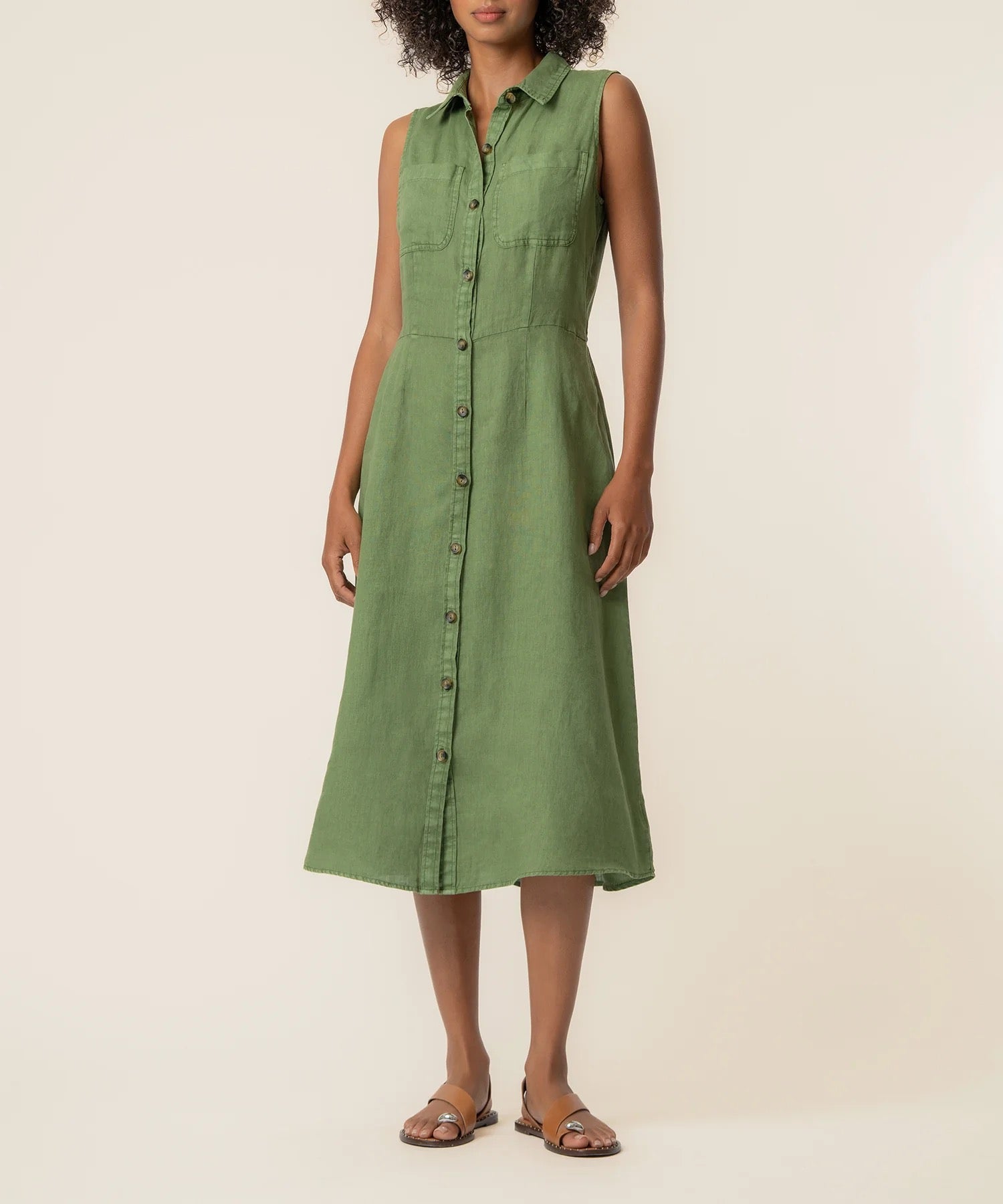 Kut Olive Green Bowie Button Down Linen Dress Kut Olive Green Bowie Button Down Linen Dress