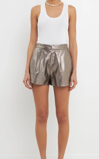 High waisted faux leather shorts