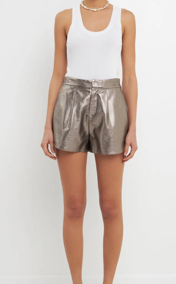 High waisted faux leather shorts