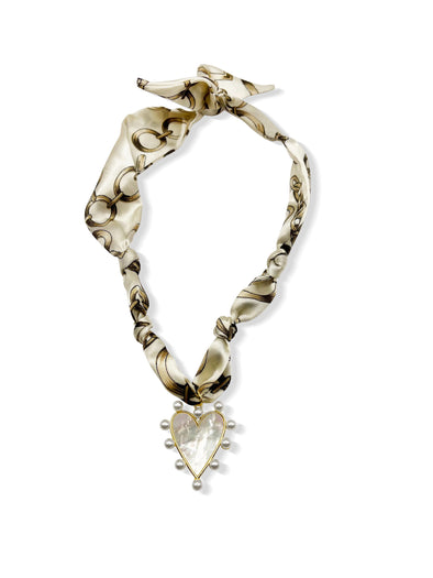 Kristalize Cream and Pearl Scarf Necklace