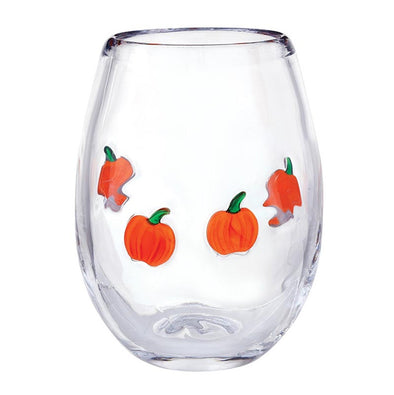 Slant Pumpkin Icon Wine Glass