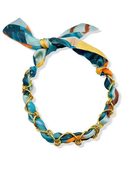 Kristalize Watercolor Blue Chained Scarf Necklace