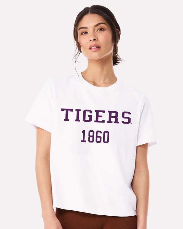 Livy Lu LSU Tigers College Bock Puff Ink White Ellie Perfect Tee