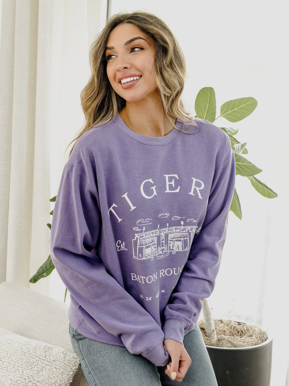Livy Lu LSU Tigers Stadium Coordinates Orchid Sweatshirt