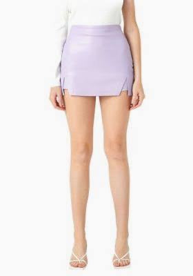 Endless Rose Lavender Leather Front Slit Skort