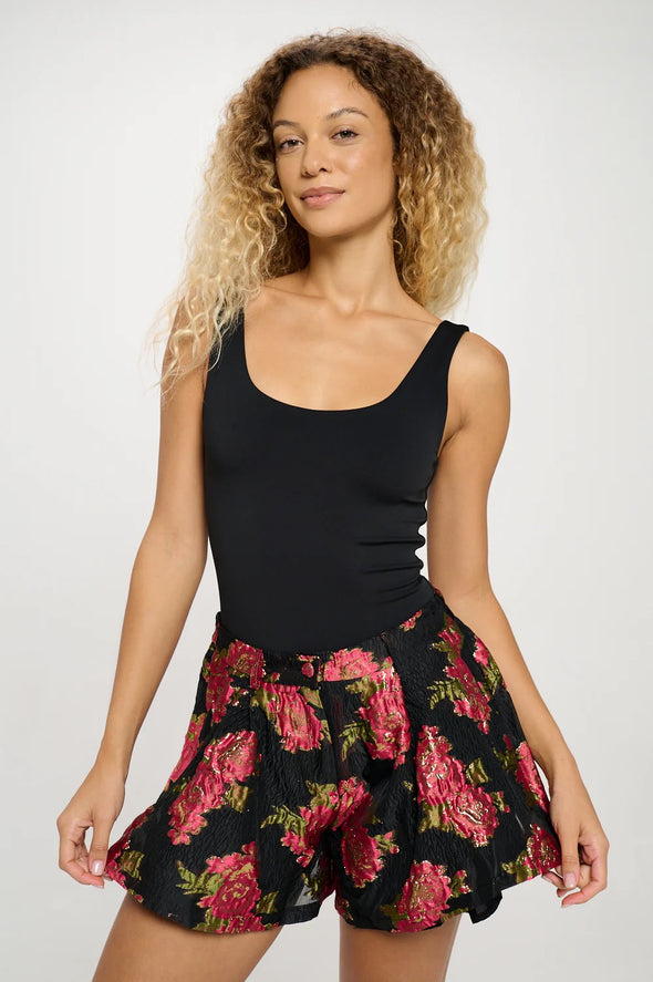 Meet me in Santorini Scarlet Blossom Noir Shorts