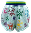 QOS Light Blue Snowflake Knit Shorts