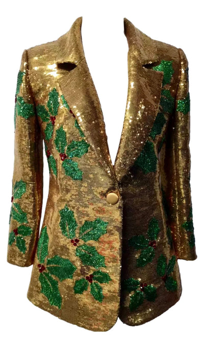 QOS Gold Full Sequin Holly Blazer