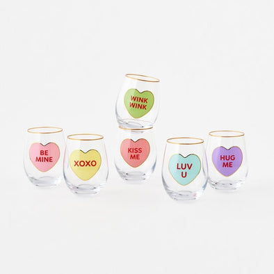 180 Degree Conversation Heart Stemless Wine Glass