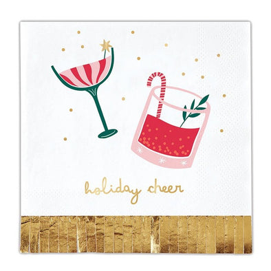 Slant Foil Fringe Napkins - Holiday Cheer