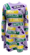 QOS Lavender Nola Street Sign Knit Dress