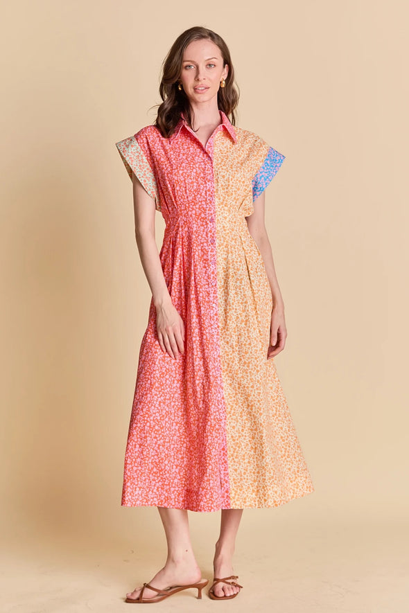 English Factory The Bloom Block Midi Dress