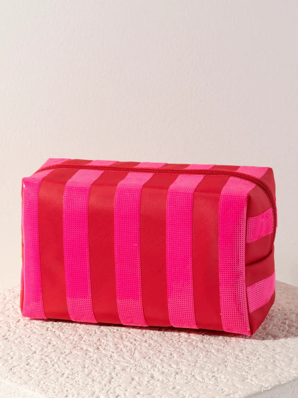 Shiraleah Cara Large Pink Stripe Zip Pouch