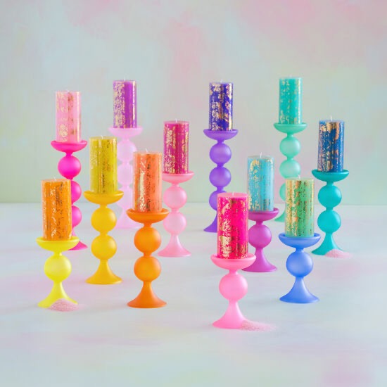 Glitterville Frosted Pillar Candle Holder