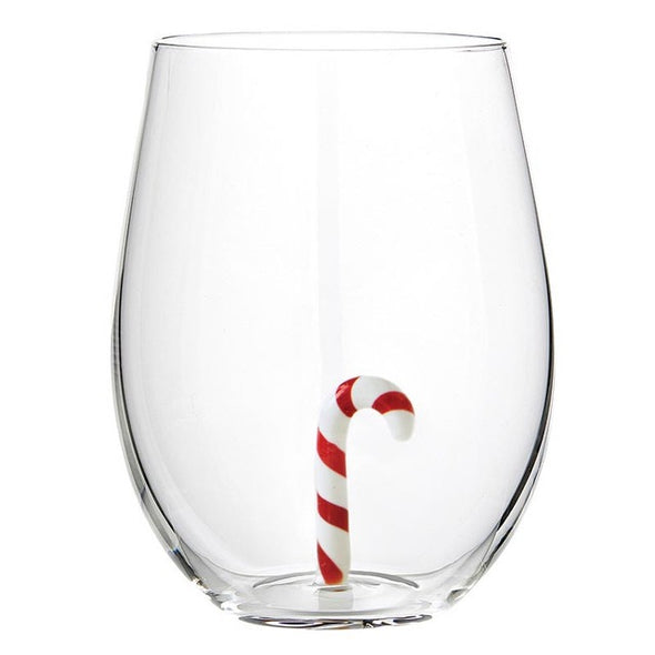 Slant Candy Cane Figurine Wine Glass