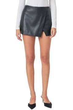 Endless Rose Black Leather Mini Skort