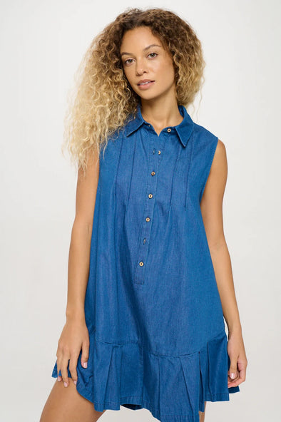 Meet me in Santorini Azure Chambray Romper