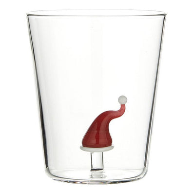 Slant Santa Hat Figurine Rocks Glass