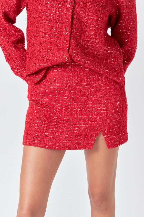 Endless Rose Red Tweed Mini Skort