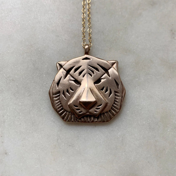 Mimosa Large Tiger Pendant - Bronze