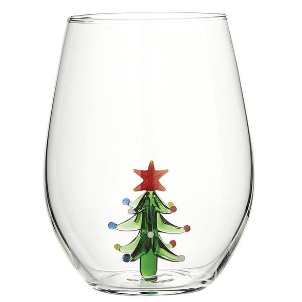 Slant Tree Figurine Wine Glass