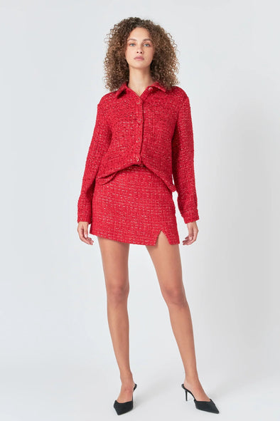 Endless Rose Red Tweed Shirt