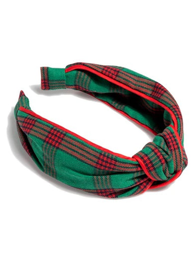 Shiraleah Knotted Plaid Green Headband