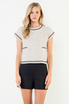 THML Cream Sleeveless Tweed Top