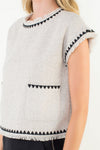 THML Cream Sleeveless Tweed Top