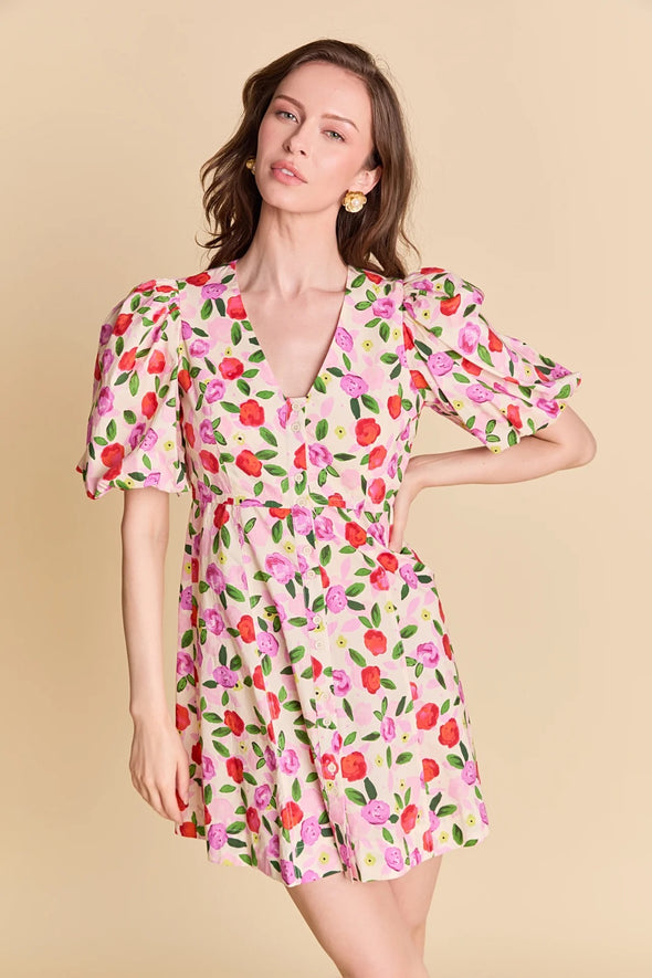 La'Ven Floral Print Mini Dress
