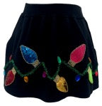 QOS Black Multi Christmas Light Skort